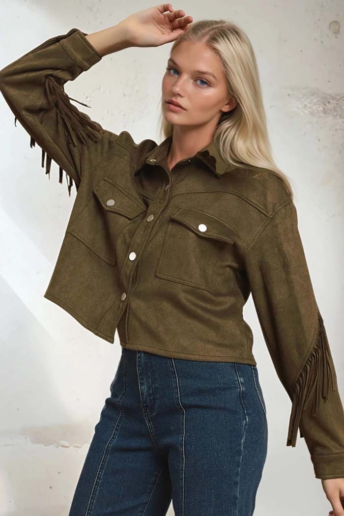 Boho Western Fringe Suede Jacket