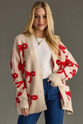 Bow Detail Button-Up Cardigan