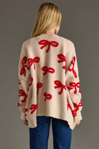 Bow Detail Button-Up Cardigan