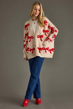 Bow Detail Button-Up Cardigan