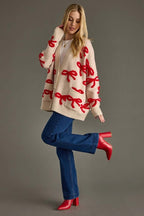 Bow Detail Button-Up Cardigan