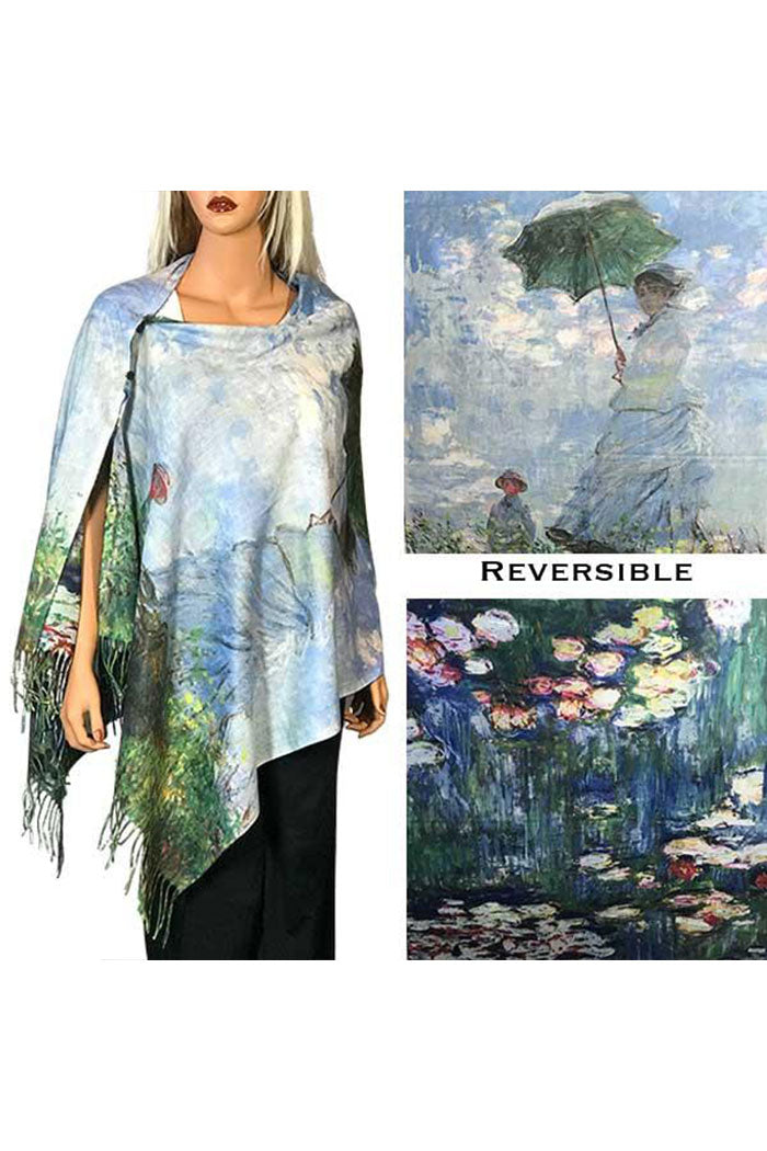 Sueded Art Reversible Button Shawl