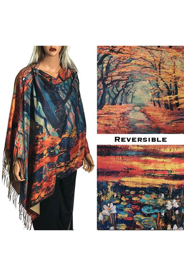 Sueded Art Reversible Button Shawl