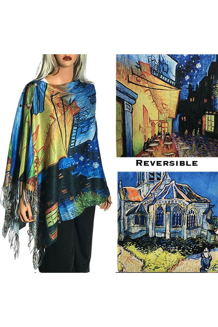 Sueded Art Reversible Button Shawl