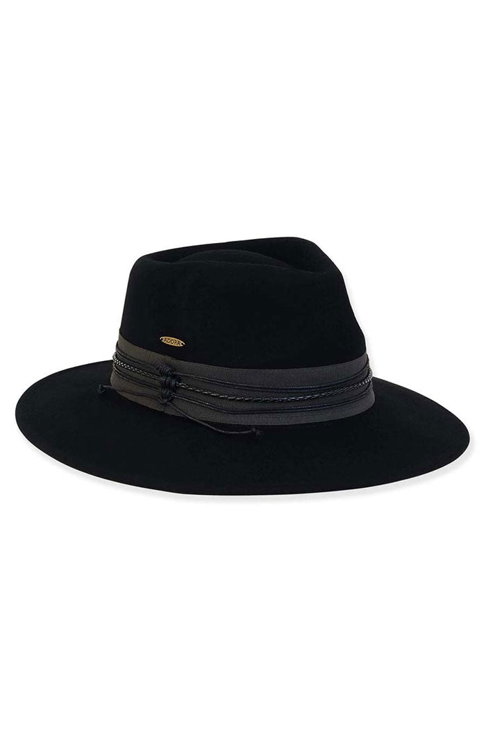 Black Wool Felt Safari Fedora