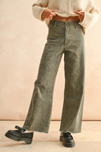 Snake Print Wide-Leg Pants