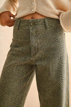 Snake Print Wide-Leg Pants