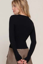 Long Sleeve Rib Viscose Sweater