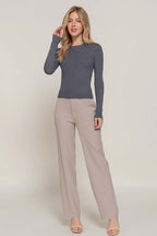 Long Sleeve Rib Viscose Sweater