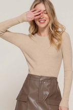Long Sleeve Rib Viscose Sweater