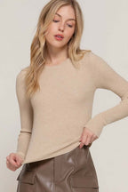 Long Sleeve Rib Viscose Sweater