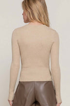 Long Sleeve Rib Viscose Sweater