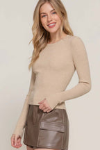 Long Sleeve Rib Viscose Sweater