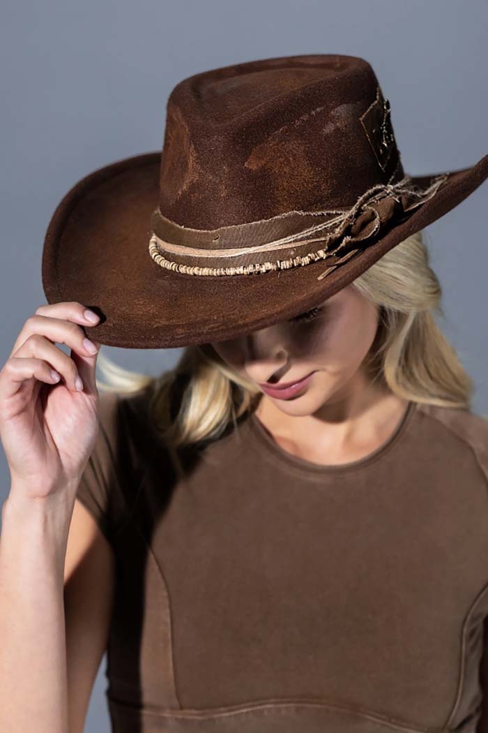 Vintage Patch Distressed Cowgirl Hat