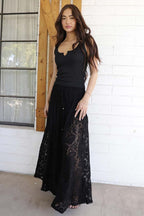 Lace Side Flow Wide Leg Pants