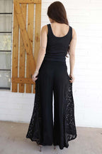 Lace Side Flow Wide Leg Pants