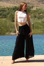 Lace Side Flow Wide Leg Pants