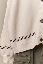 Heart Accent V Neck Cardigan