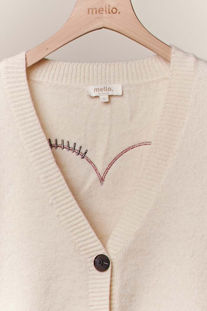 Heart Accent V Neck Cardigan