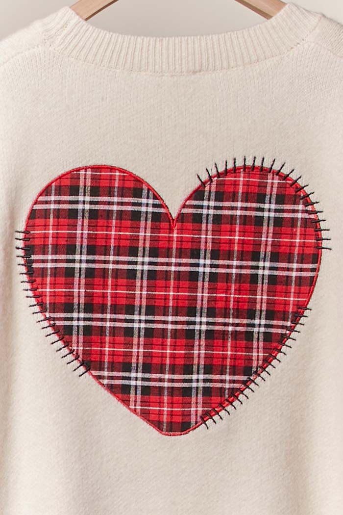 Heart Accent V Neck Cardigan