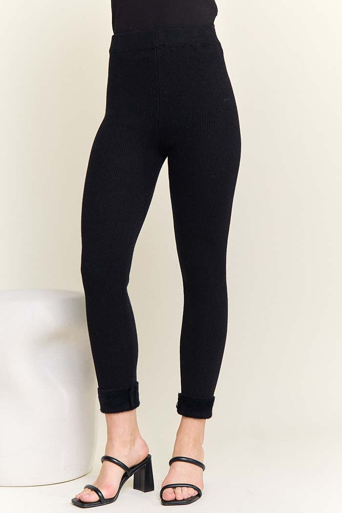 Ribbed Knit Slim Legging Pants