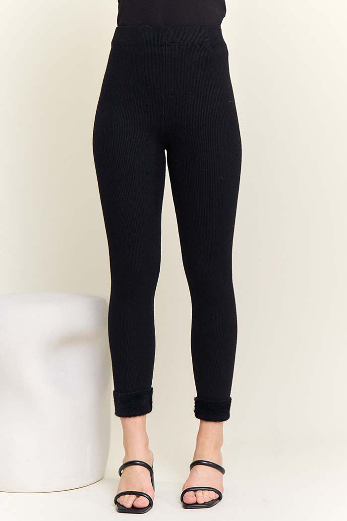 Ribbed Knit Slim Legging Pants