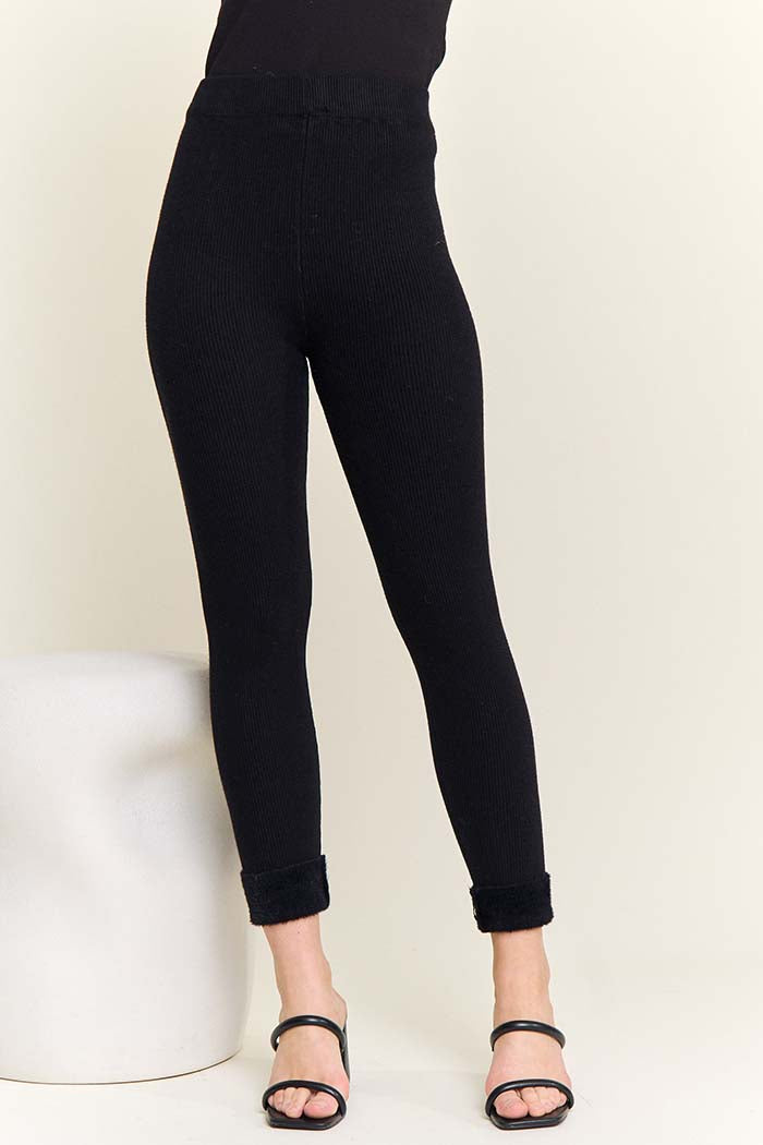 Ribbed Knit Slim Legging Pants