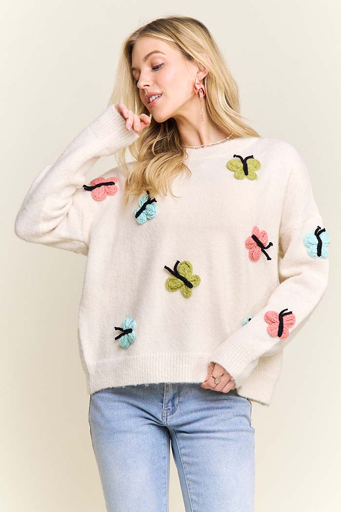 Butterfly Embellishment Sweater