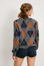 Cozy Heart Argyle Cardigan