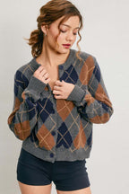 Cozy Heart Argyle Cardigan