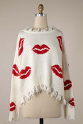 Kiss Lip Reversible Knit Sweater