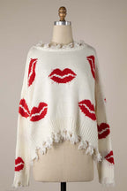 Kiss Lip Reversible Knit Sweater