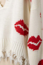 Kiss Lip Reversible Knit Sweater