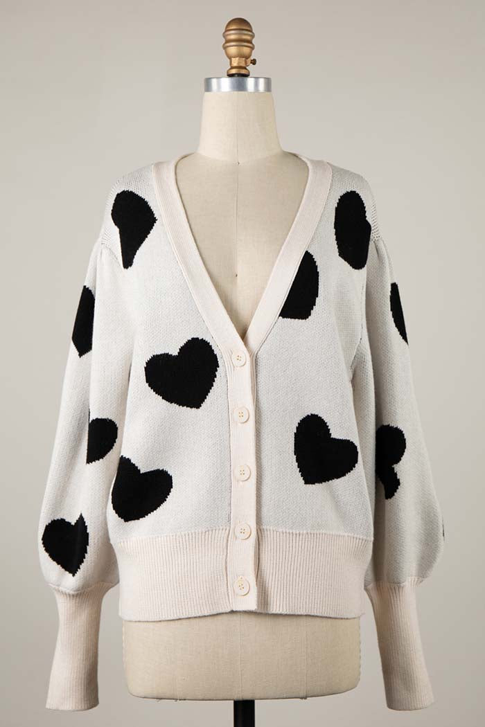 Scattered Heart Button Down Cardigan