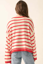 Striped Knit Collared Cardigan