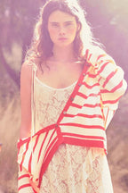 Striped Knit Collared Cardigan