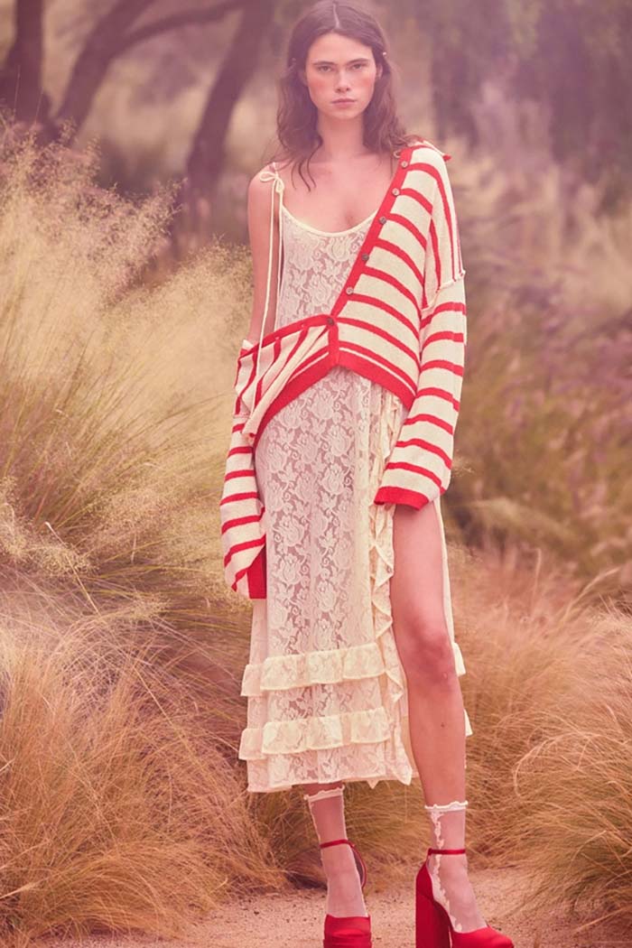 Striped Knit Collared Cardigan