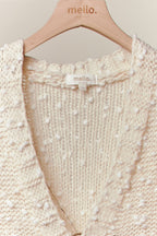 Ribbon Patch Popcorn Knit Cardigan