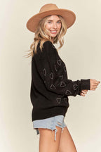 Rhinestone Heart Knit Sweater