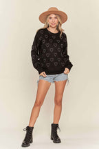 Rhinestone Heart Knit Sweater