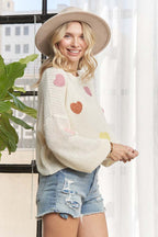 Multicolor Heart Knit Sweater