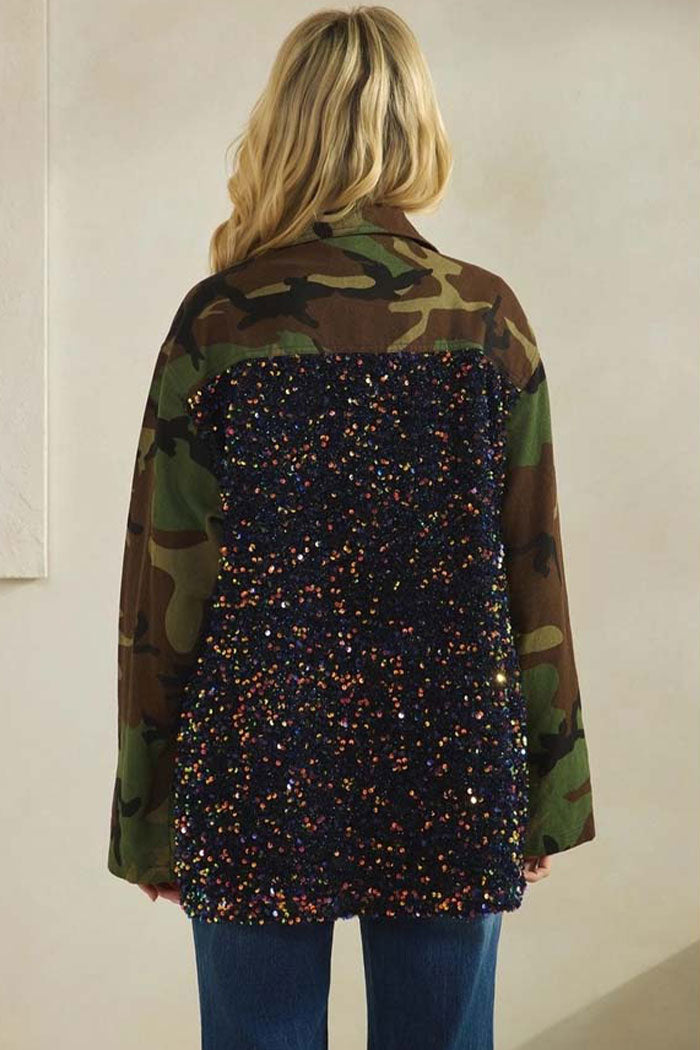 Camo Sequin Back Jacket