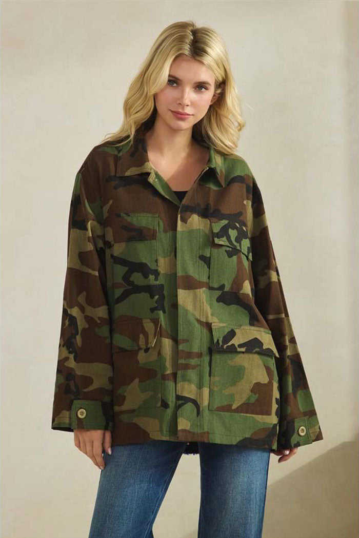 Camo Sequin Back Jacket