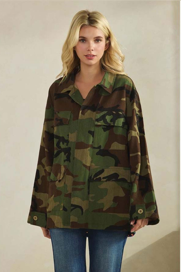 Camo Sequin Back Jacket