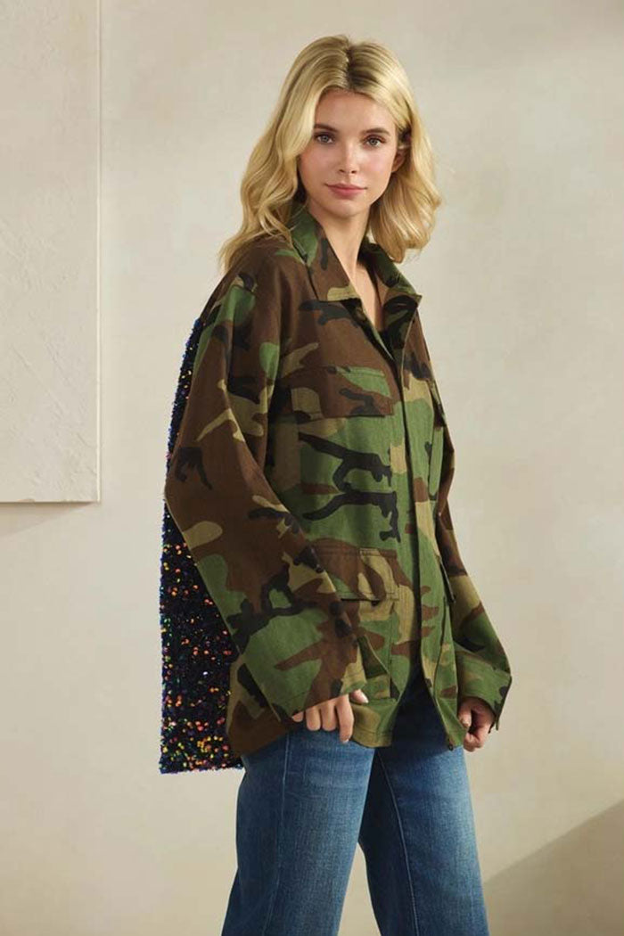 Camo Sequin Back Jacket