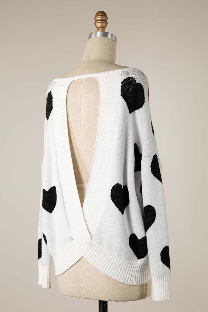 Heart Cutout Reversible Sweater