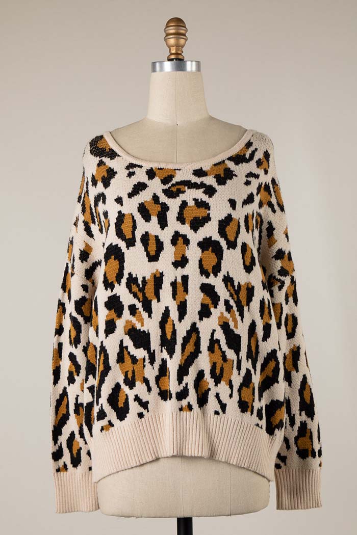 Leopard Open Back Sweater