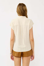 Elastic Waist Surplice Blouse