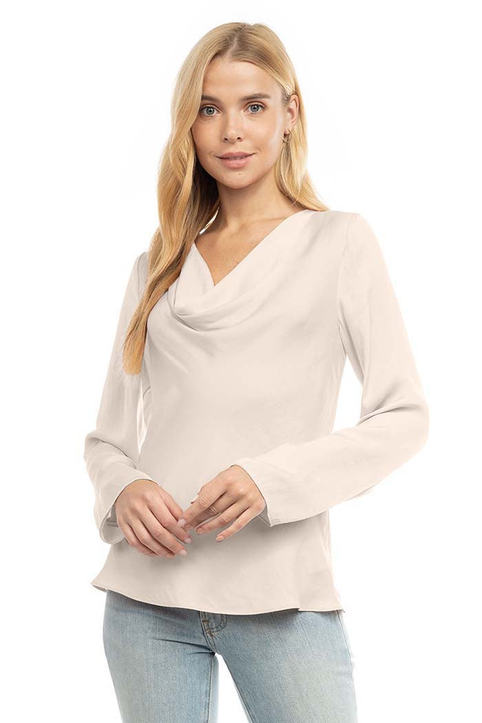 Satin Cowl Neck Blouse