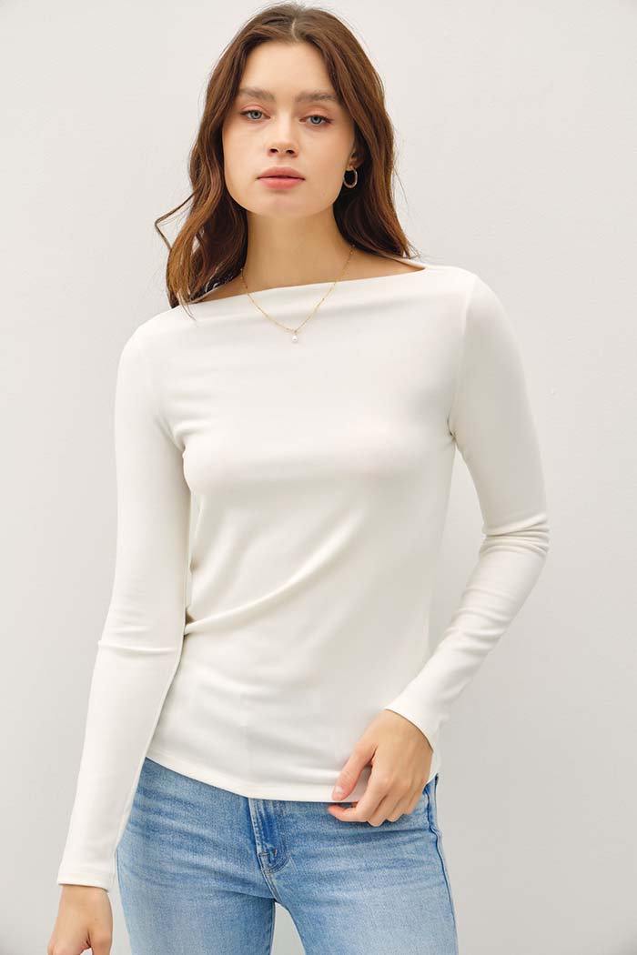 Boat Neck Knit Top